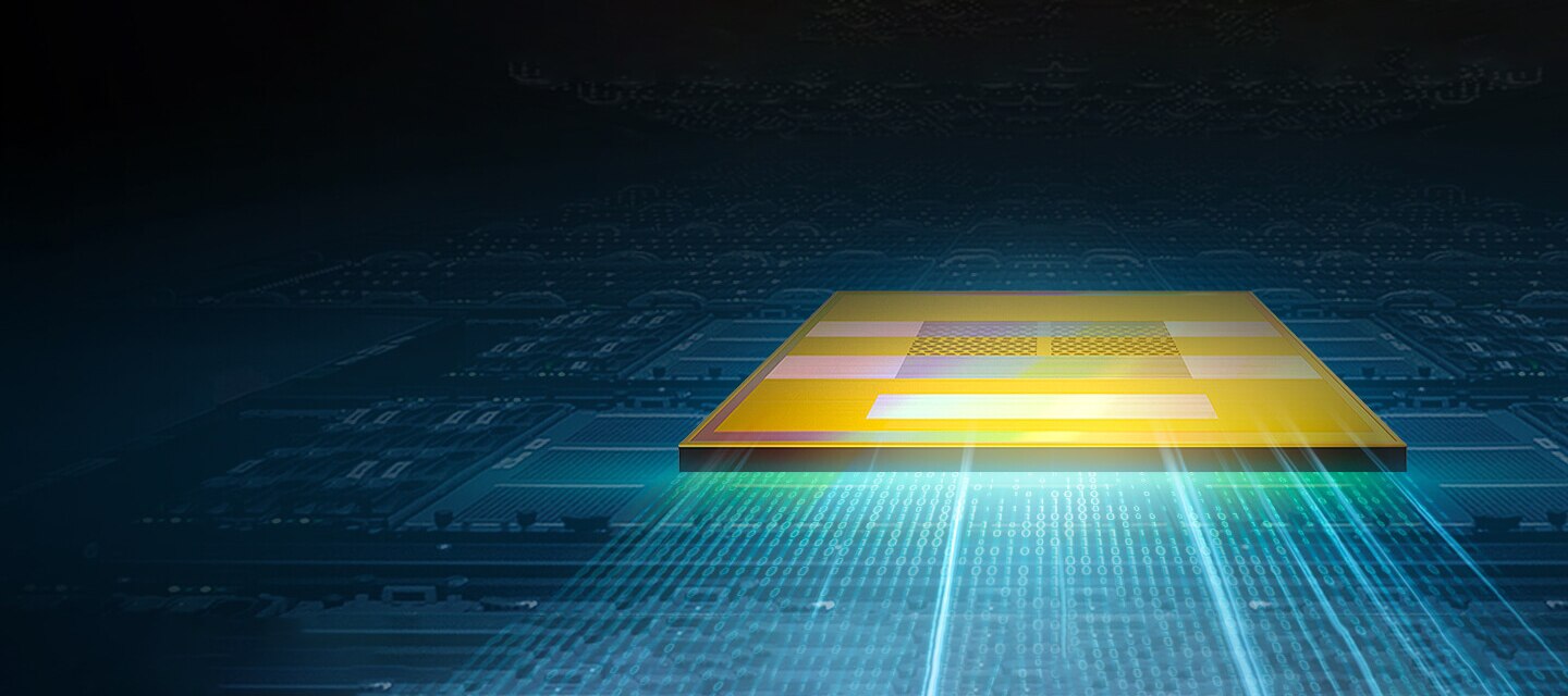 Graphical Image describing HBM2 Aquabolt is put on electrical circuit