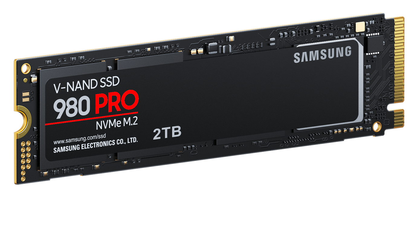 轻微斜放于中间方框中的 980 PRO 产品。