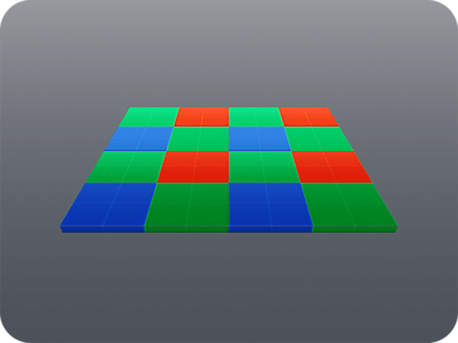  Samsung ISOCELL ultra high resolution image sensor's 2x2 mode re-arrangement of 4 pixels into one large pixel.