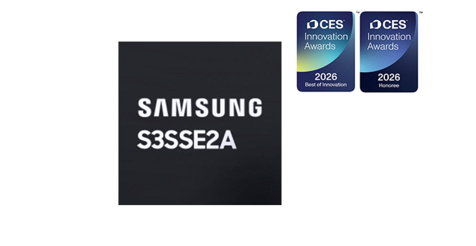三星S3SSE2A标志与CES 2026创新最佳及创新奖标志并列展示