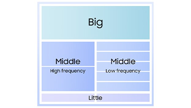 一个图表，顶部为“big”，中间是用于高频和低频的“middle”，底部为“little”。