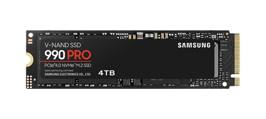 三星 990 PRO 固态硬盘是一款配备 PCIe 4.0 M.2 NVMe 接口的 4TB V-NAND 存储设备。