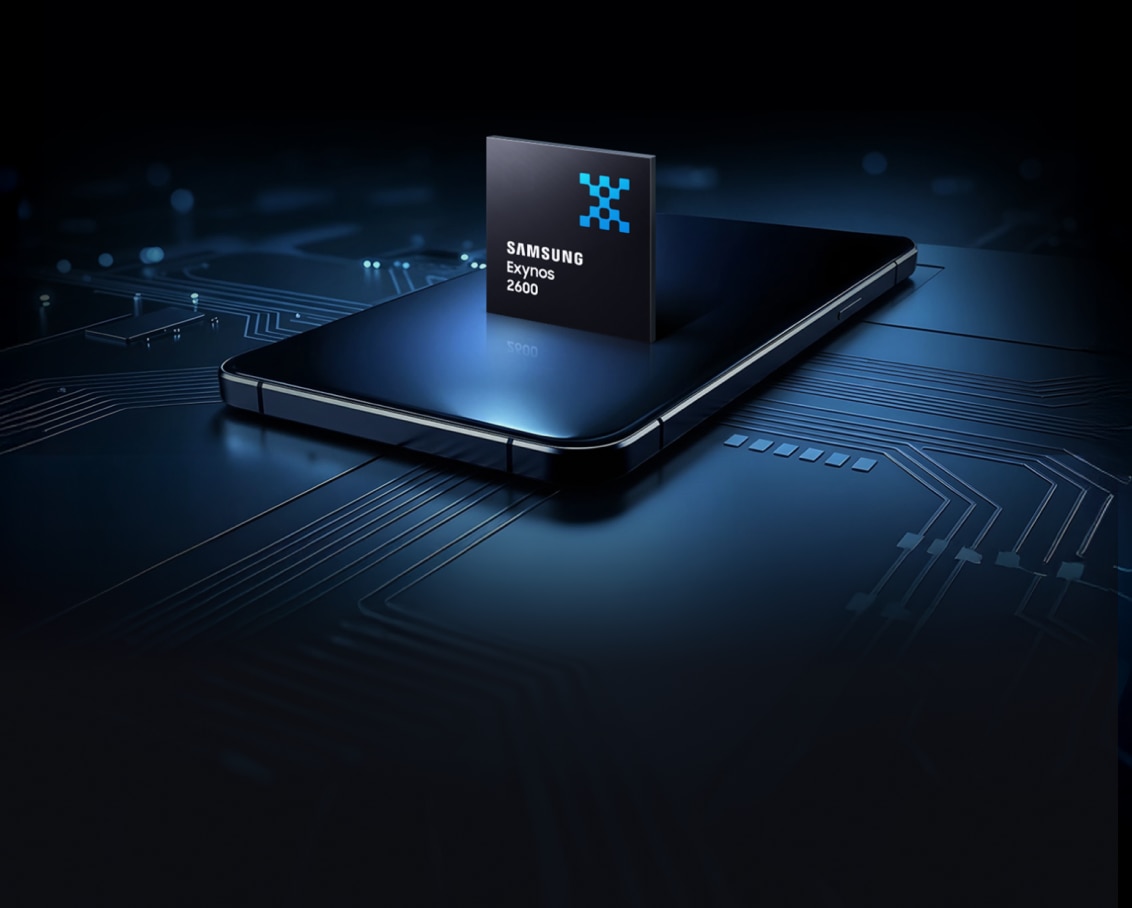 三星埃克塞诺斯2600芯片组在智能手机上的图像，代表了下一代移动处理和设备上的人工智能性能。