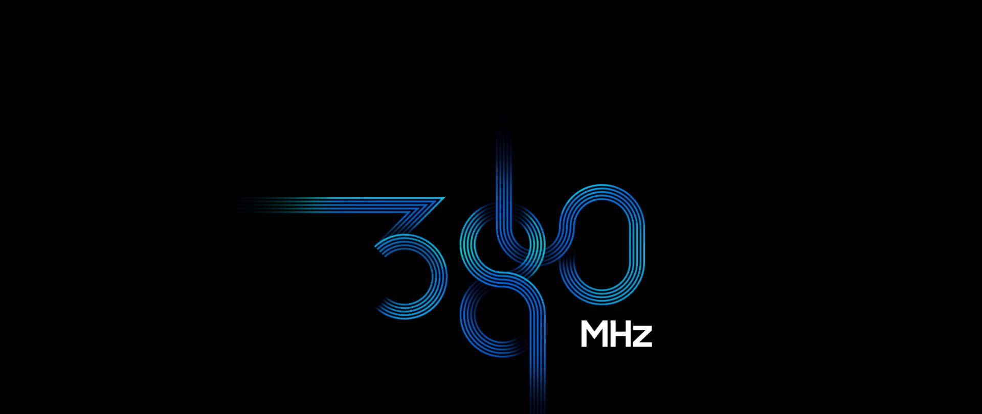 以蓝色渐变的动态丝带风格描绘360 MHz。