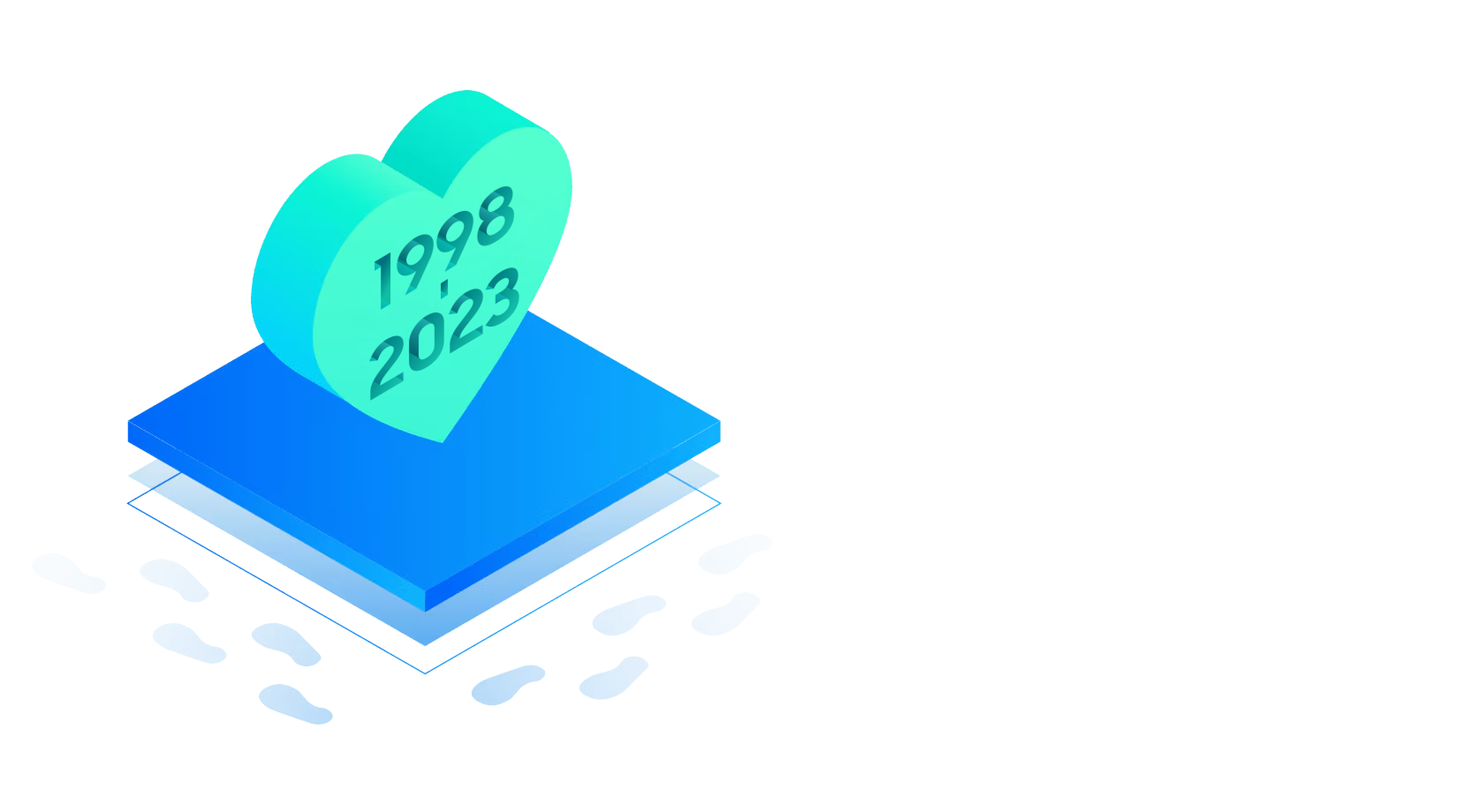 信息图中的心形代表在 1998 参加 Love Run  运动的人数以及在此期间募捐的金额。