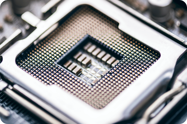 中央处理器( CPU) 插座的精确特写图像