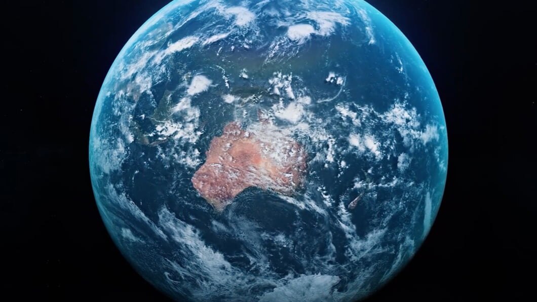 在宇宙中凝视地球。